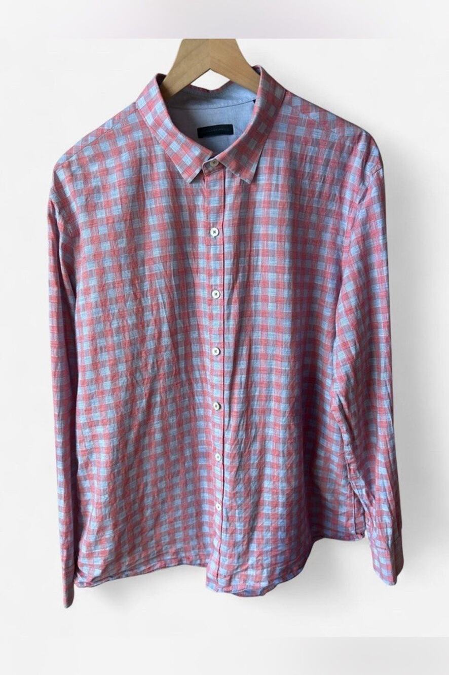 Zachary Prell Regular Fit XL Pink/Blue Check Long Sleeve Button-Up Shirt